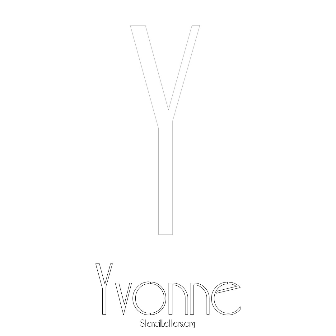 Yvonne printable name initial stencil in Art Deco Lettering