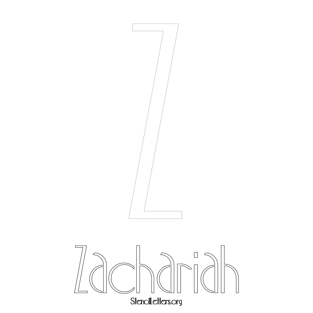 Zachariah printable name initial stencil in Art Deco Lettering