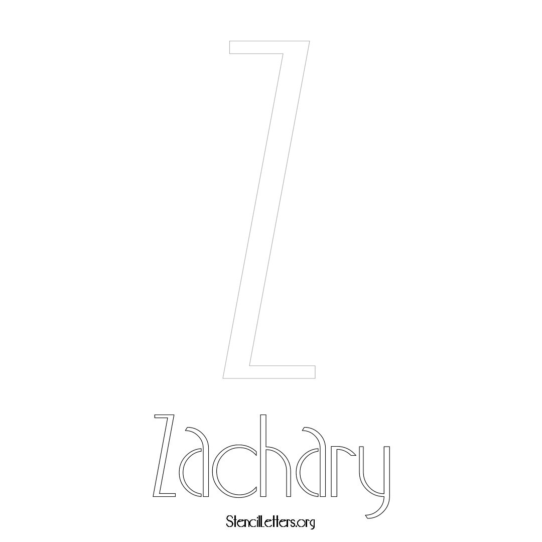 Zachary printable name initial stencil in Art Deco Lettering