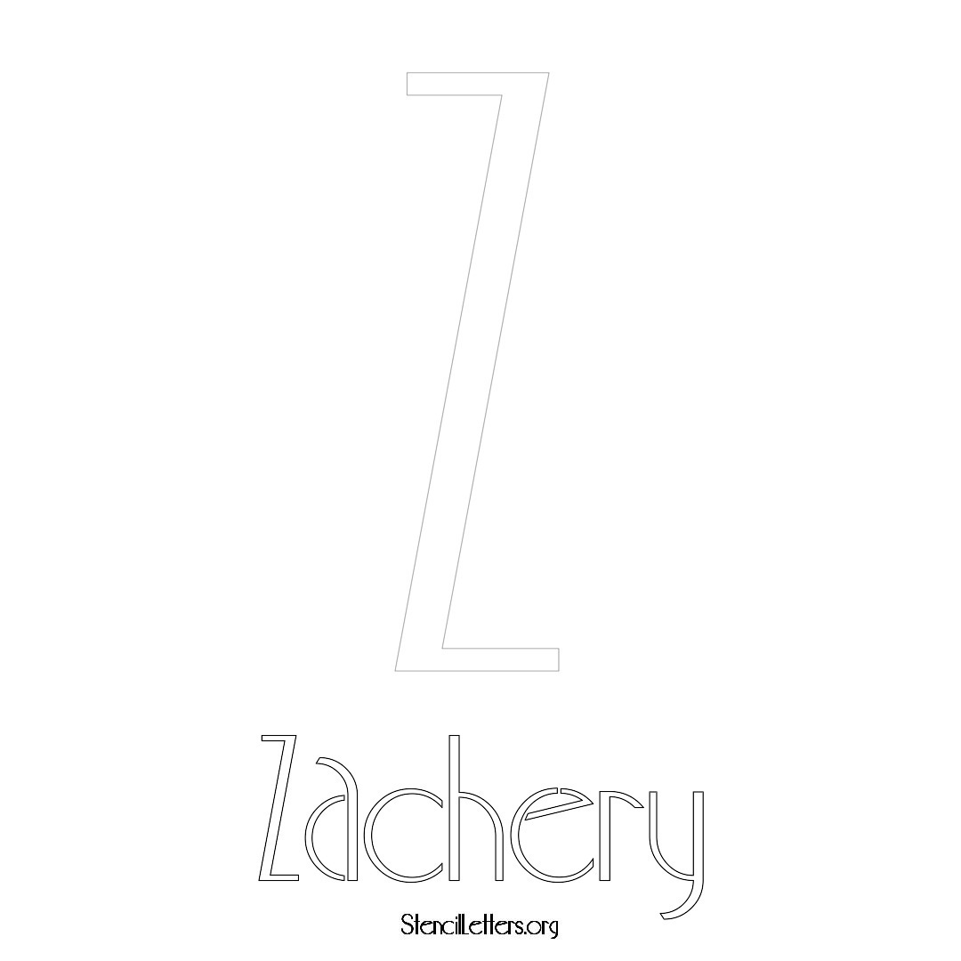 Zachery printable name initial stencil in Art Deco Lettering