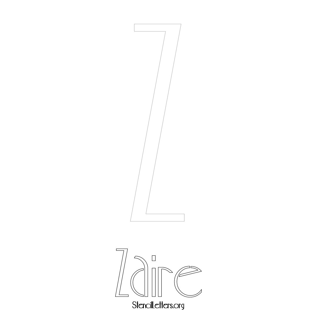 Zaire printable name initial stencil in Art Deco Lettering