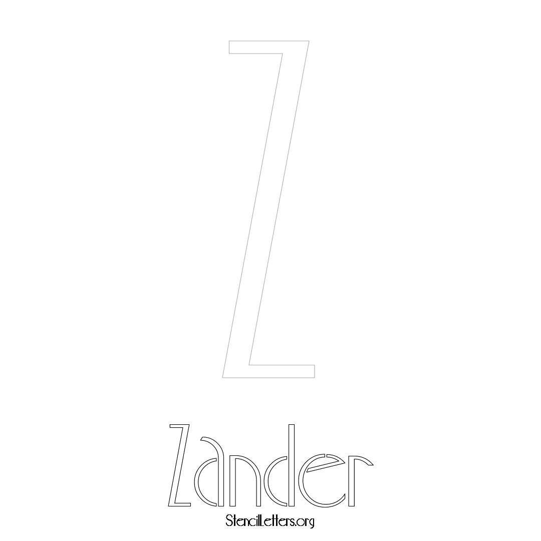 Zander printable name initial stencil in Art Deco Lettering