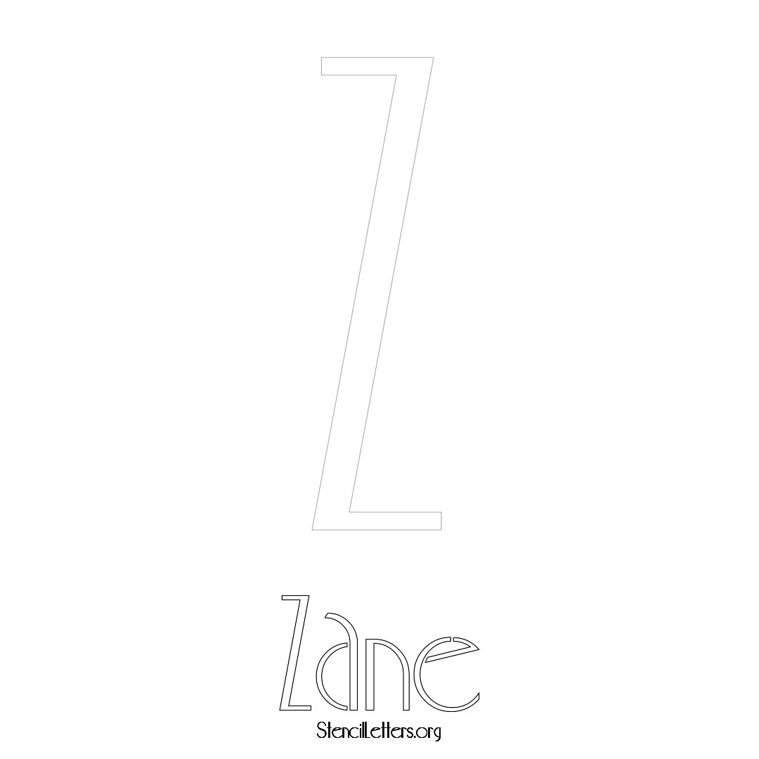 Zane printable name initial stencil in Art Deco Lettering