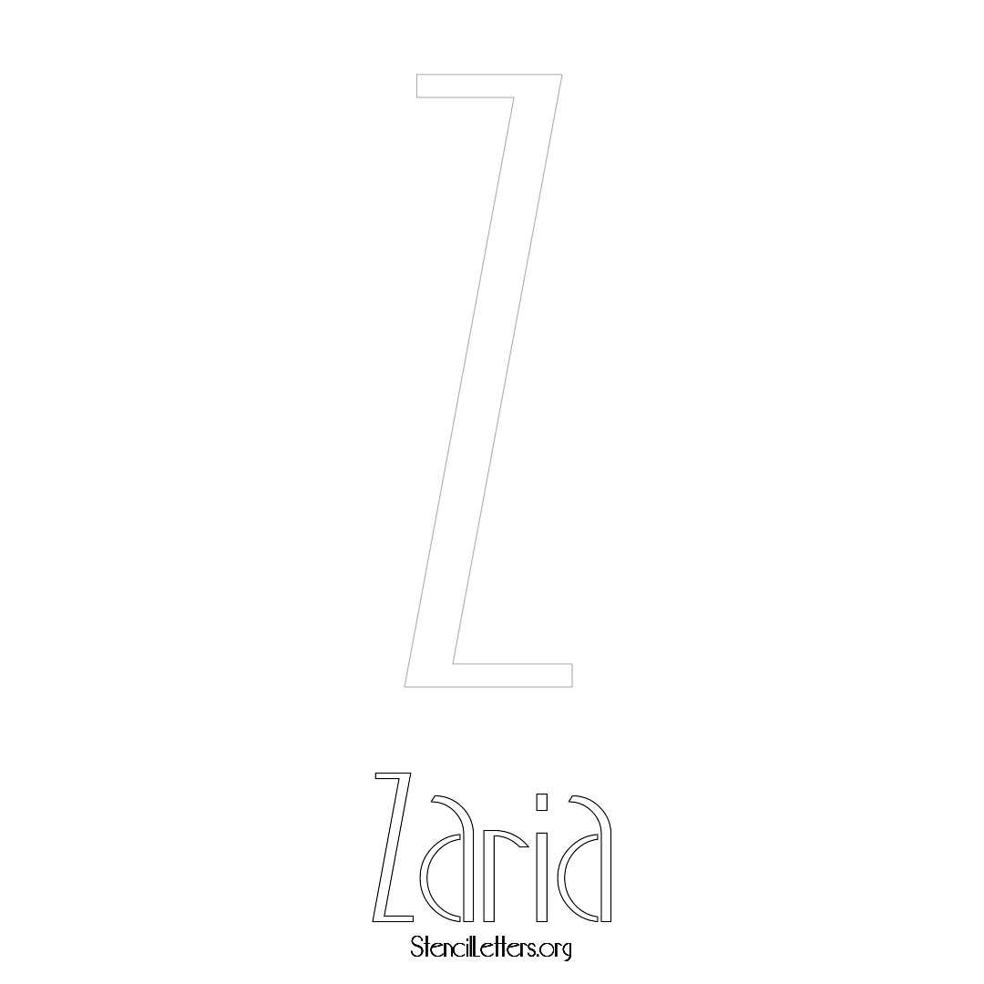 Zaria printable name initial stencil in Art Deco Lettering