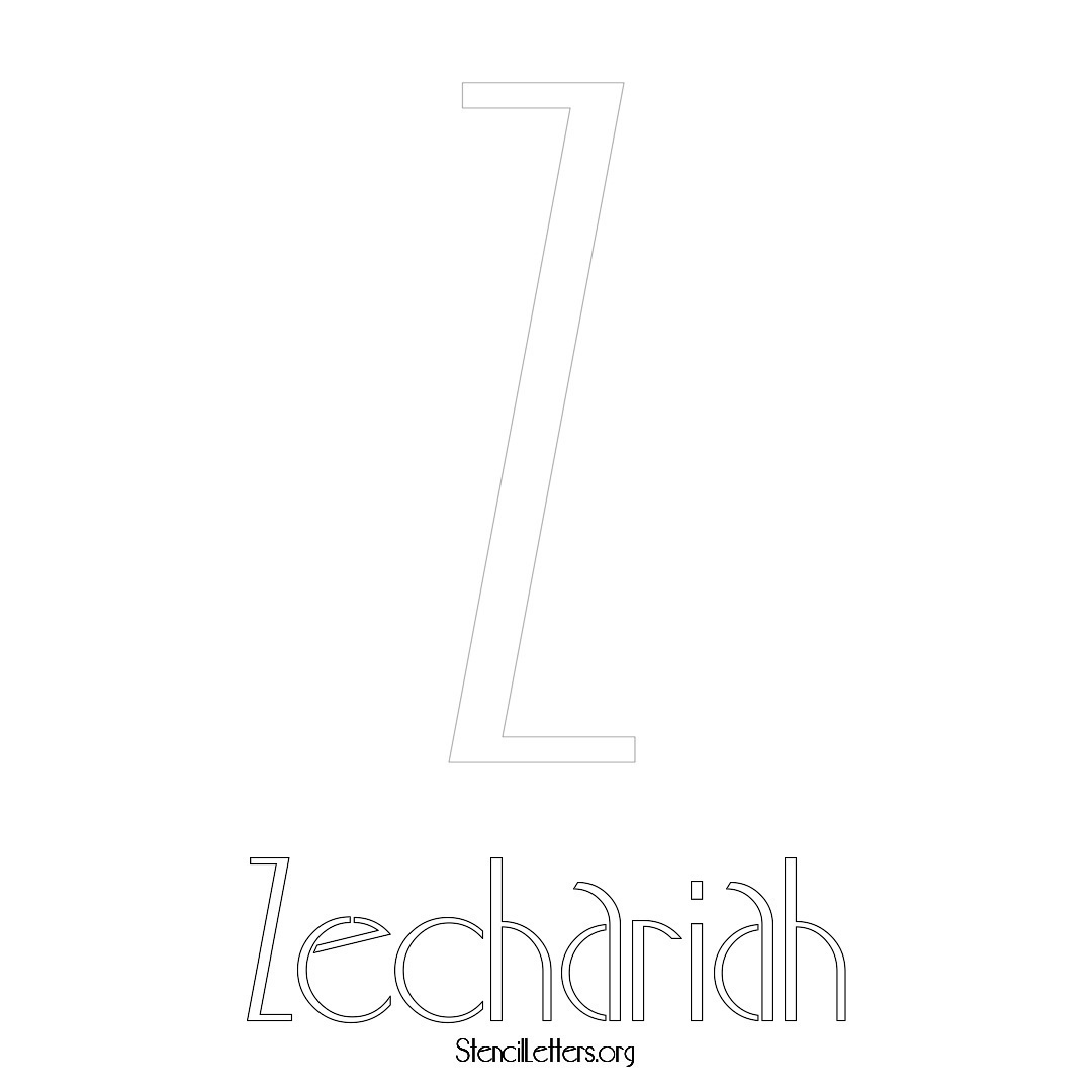 Zechariah printable name initial stencil in Art Deco Lettering