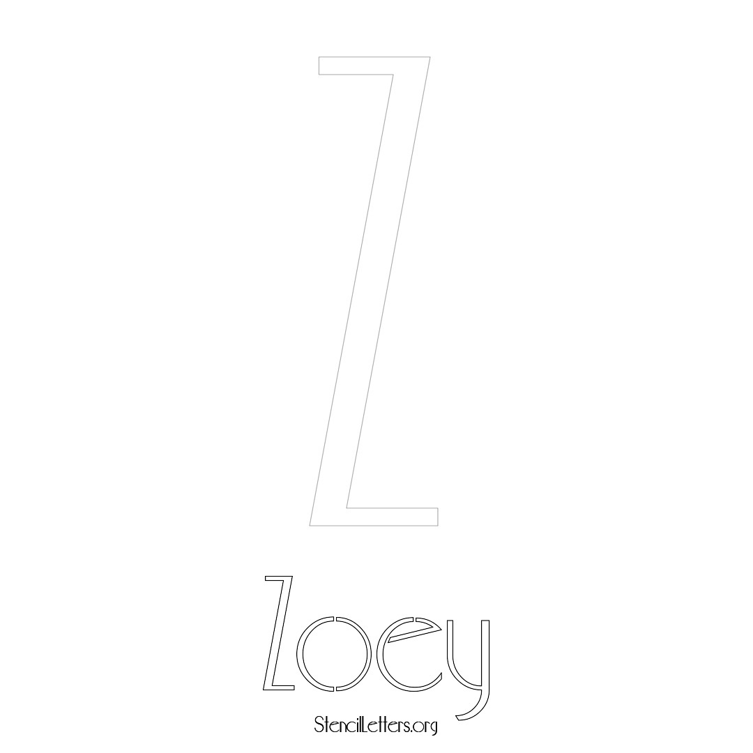 Zoey printable name initial stencil in Art Deco Lettering