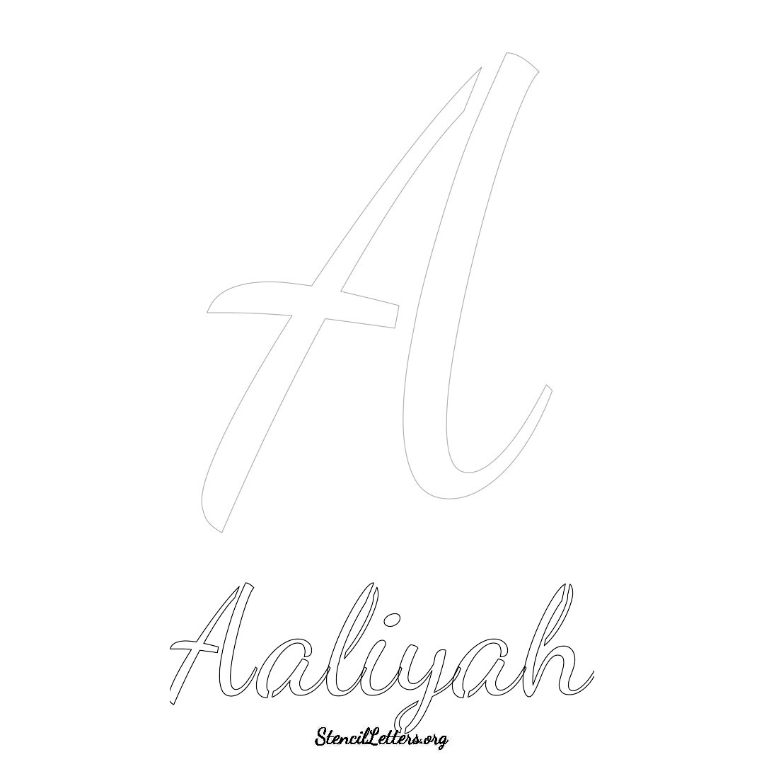 Aaliyah printable name initial stencil in Cursive Script Lettering
