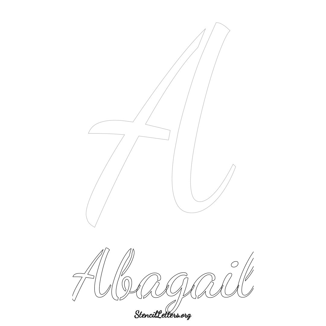 Abagail printable name initial stencil in Cursive Script Lettering