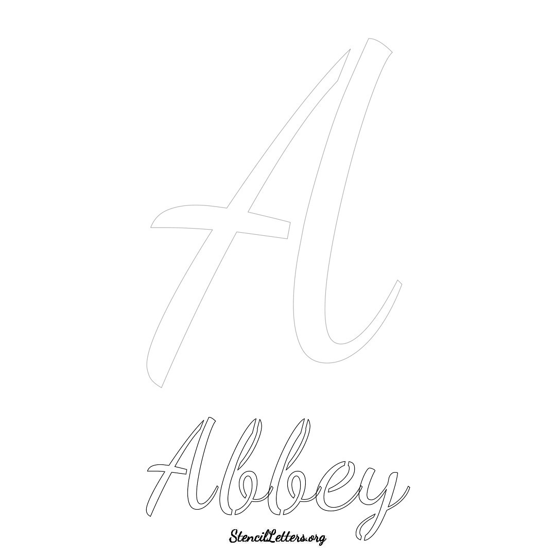 Abbey printable name initial stencil in Cursive Script Lettering