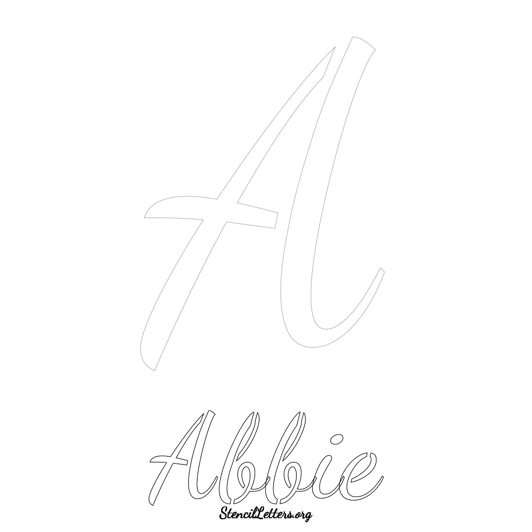 Abbie printable name initial stencil in Cursive Script Lettering
