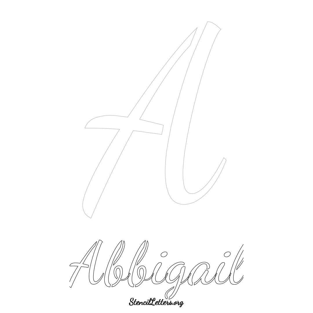 Abbigail printable name initial stencil in Cursive Script Lettering