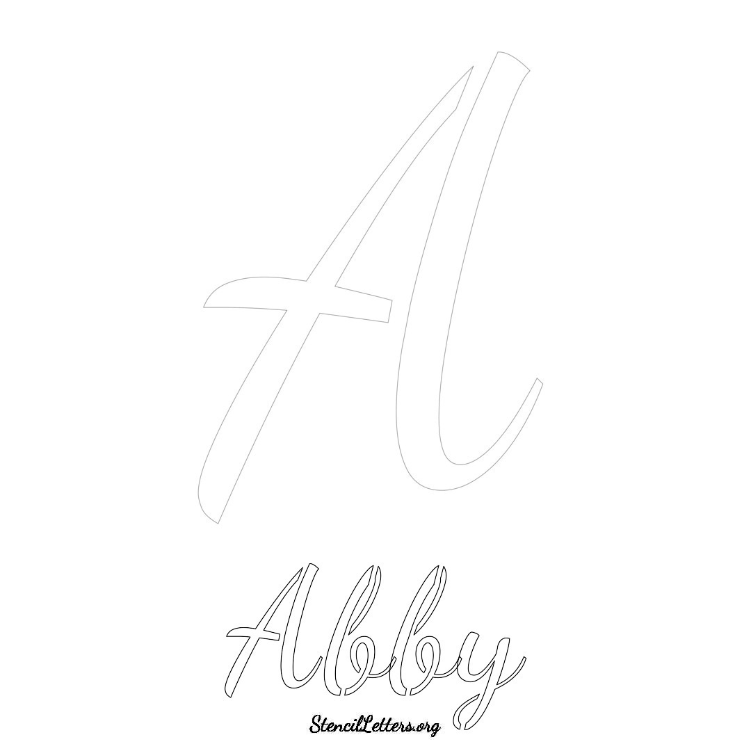 Abby printable name initial stencil in Cursive Script Lettering