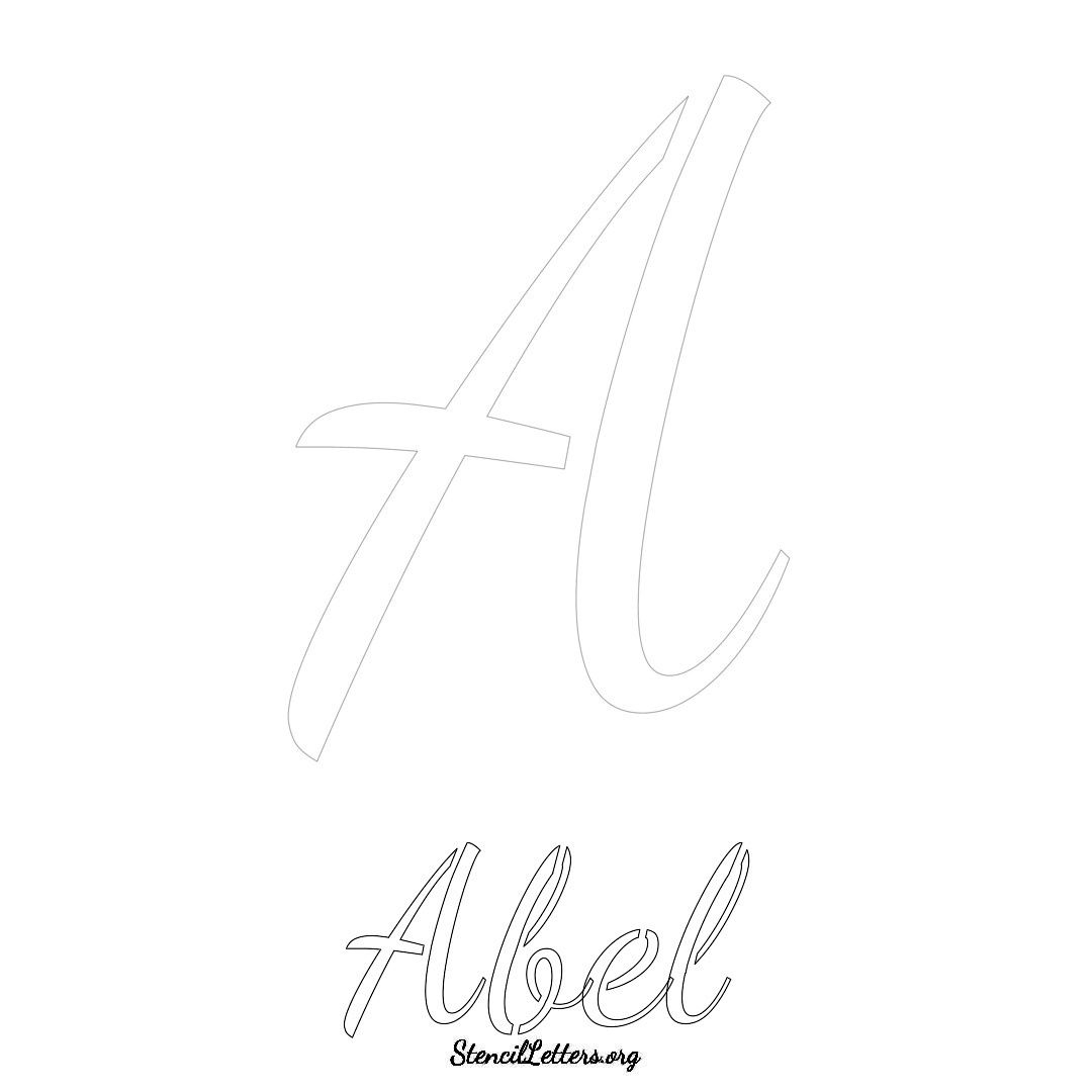 Abel printable name initial stencil in Cursive Script Lettering