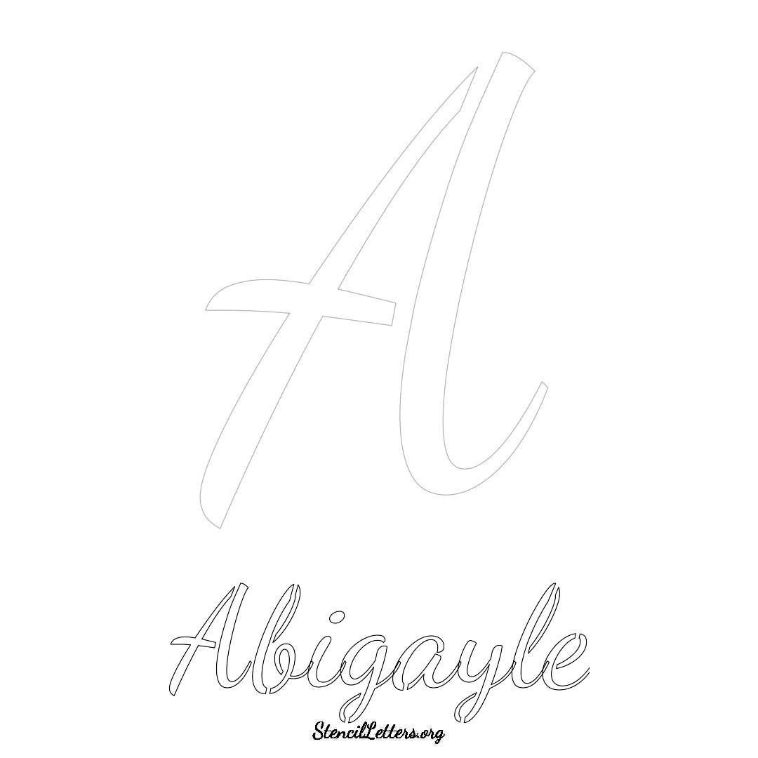 Abigayle printable name initial stencil in Cursive Script Lettering