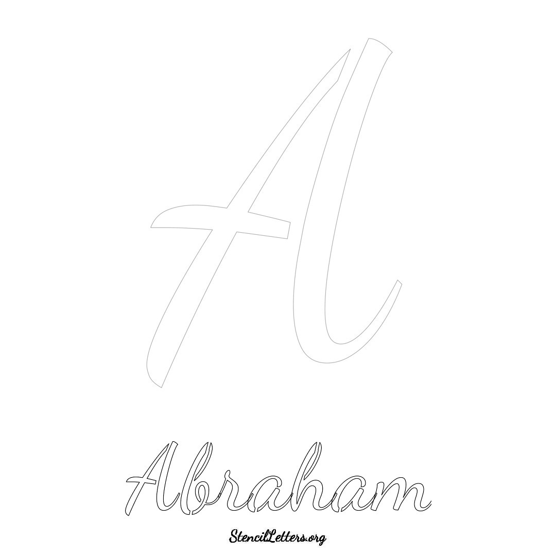 Abraham printable name initial stencil in Cursive Script Lettering