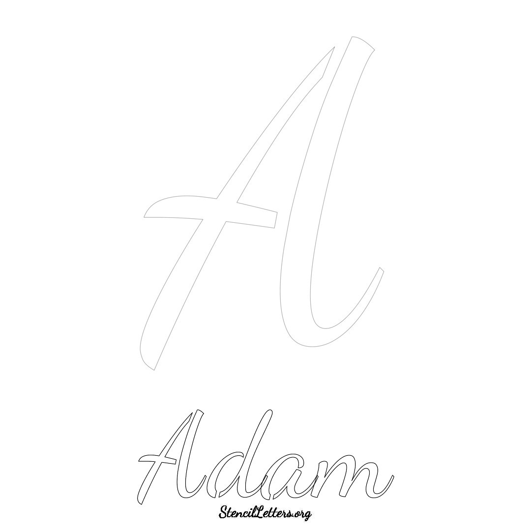 Adam printable name initial stencil in Cursive Script Lettering
