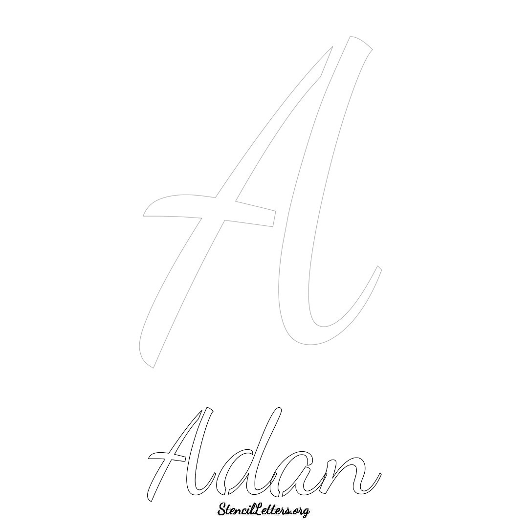 Adan printable name initial stencil in Cursive Script Lettering