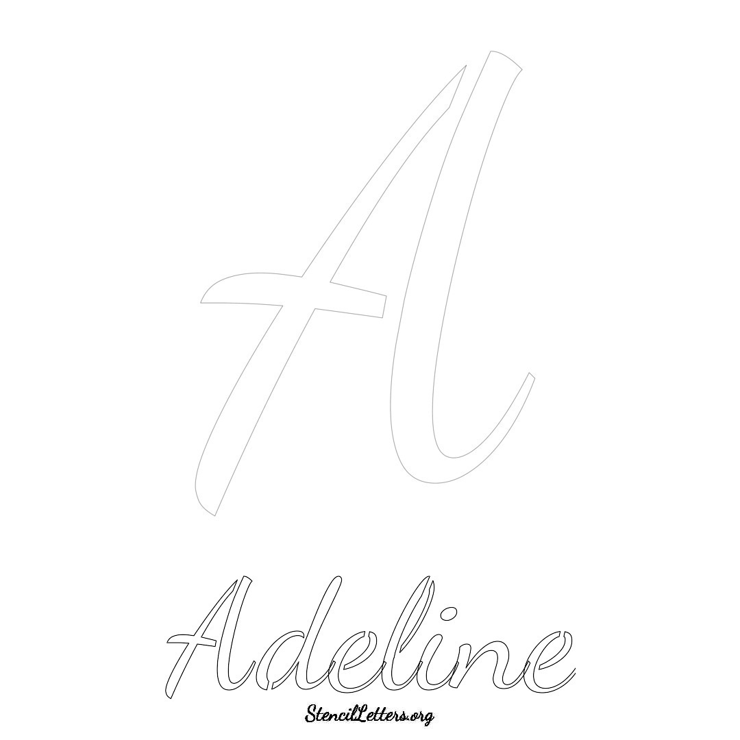 Adeline printable name initial stencil in Cursive Script Lettering