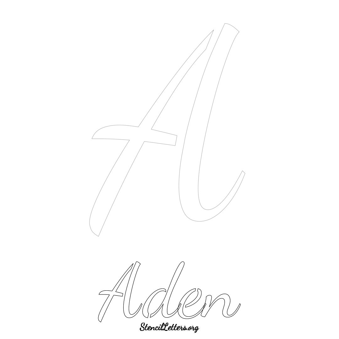 Aden printable name initial stencil in Cursive Script Lettering