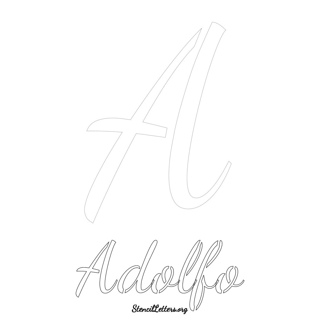 Adolfo printable name initial stencil in Cursive Script Lettering