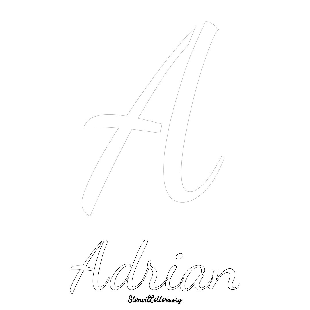 Adrian printable name initial stencil in Cursive Script Lettering