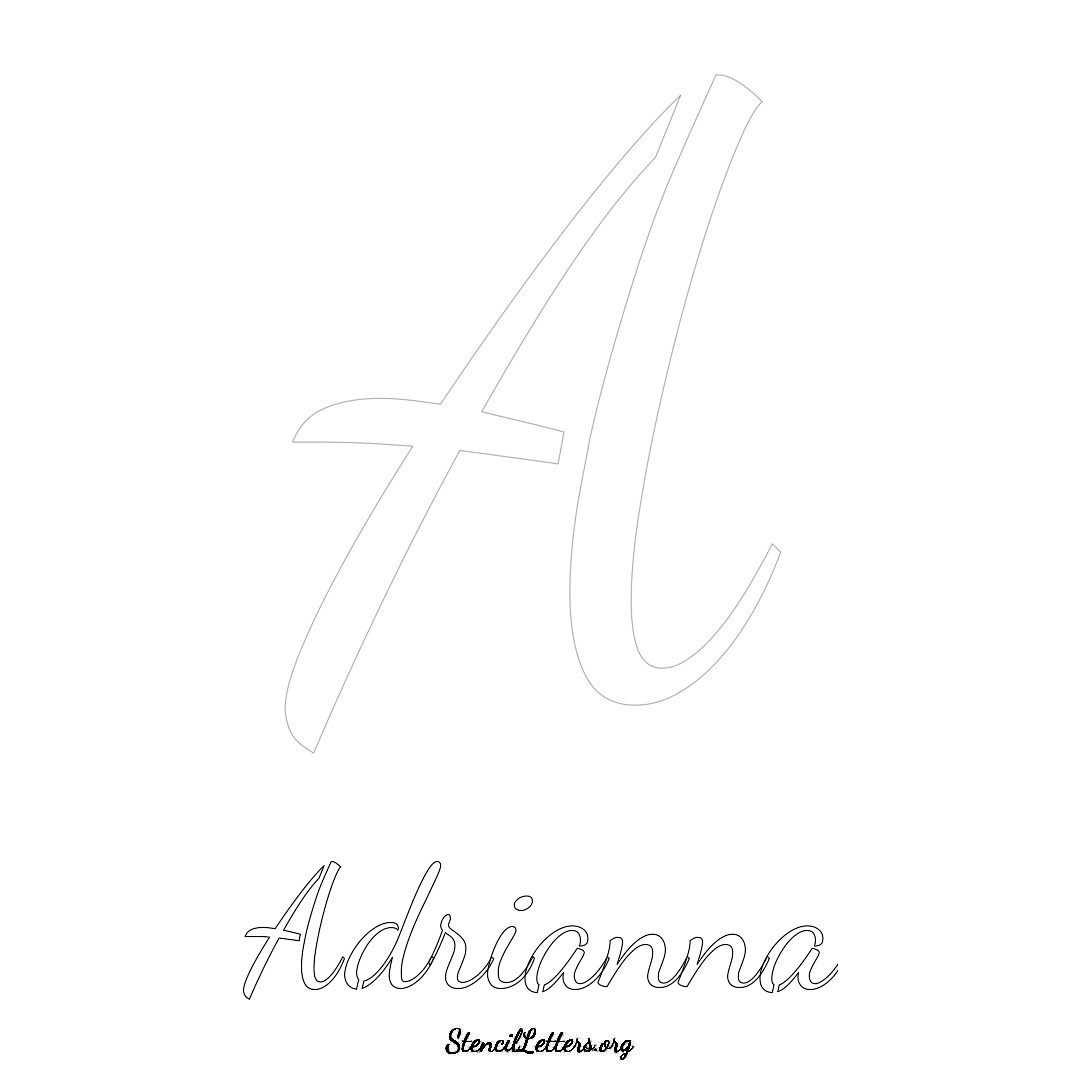 Adrianna printable name initial stencil in Cursive Script Lettering