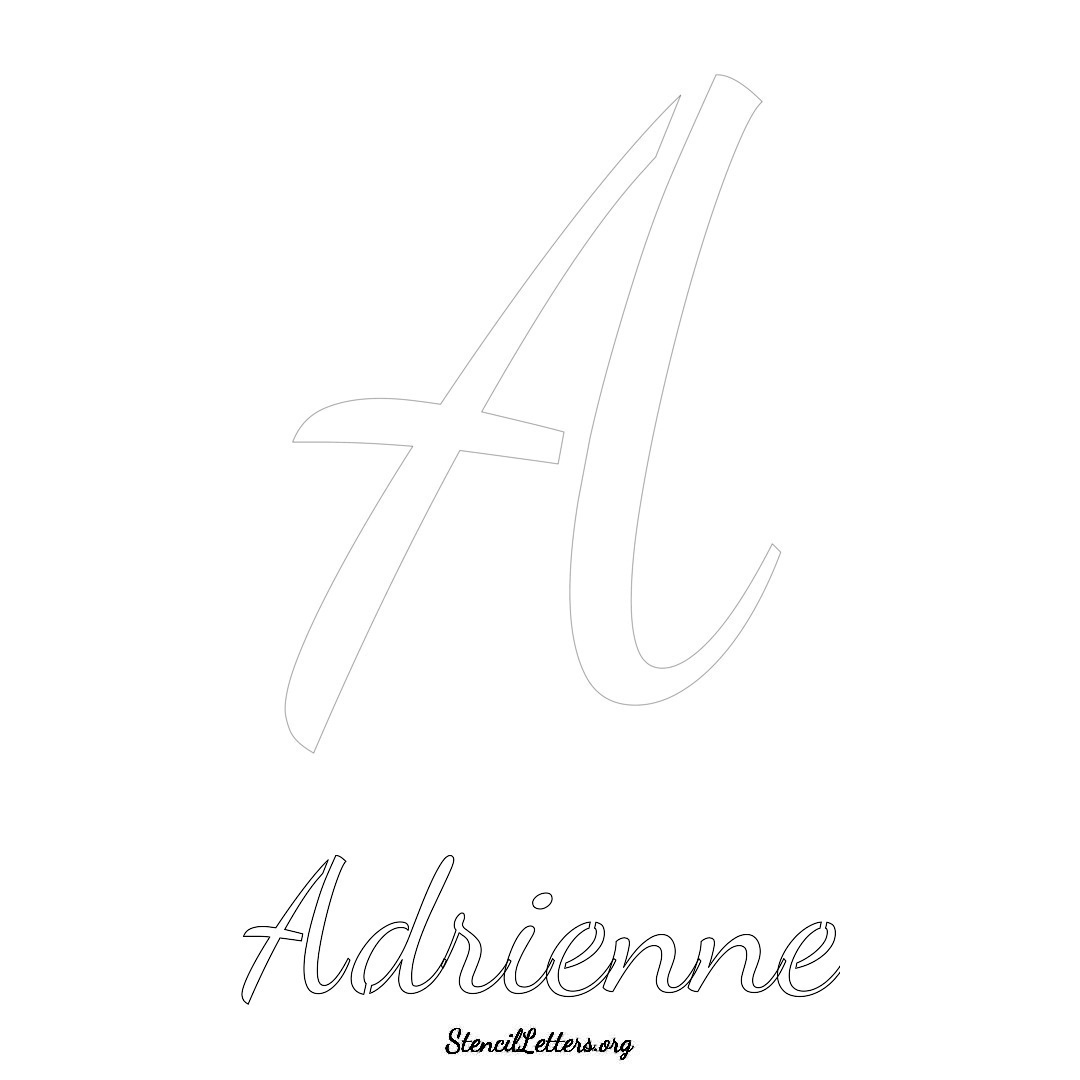 Adrienne printable name initial stencil in Cursive Script Lettering