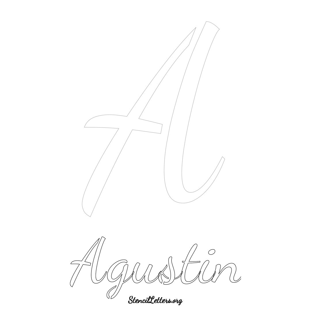 Agustin printable name initial stencil in Cursive Script Lettering