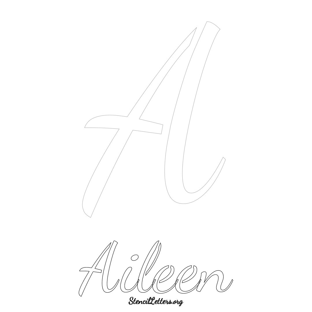 Aileen printable name initial stencil in Cursive Script Lettering