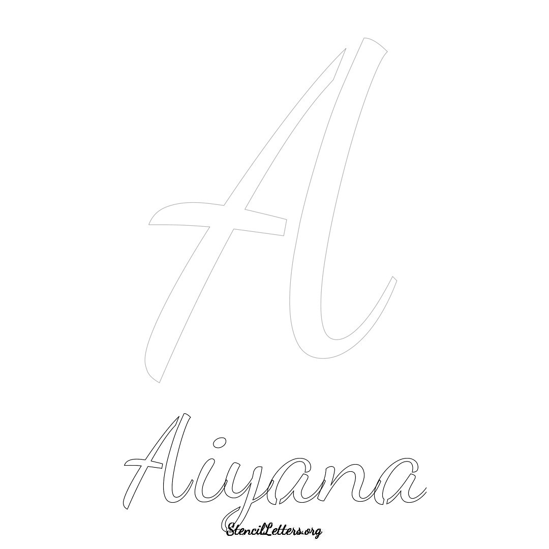 Aiyana printable name initial stencil in Cursive Script Lettering