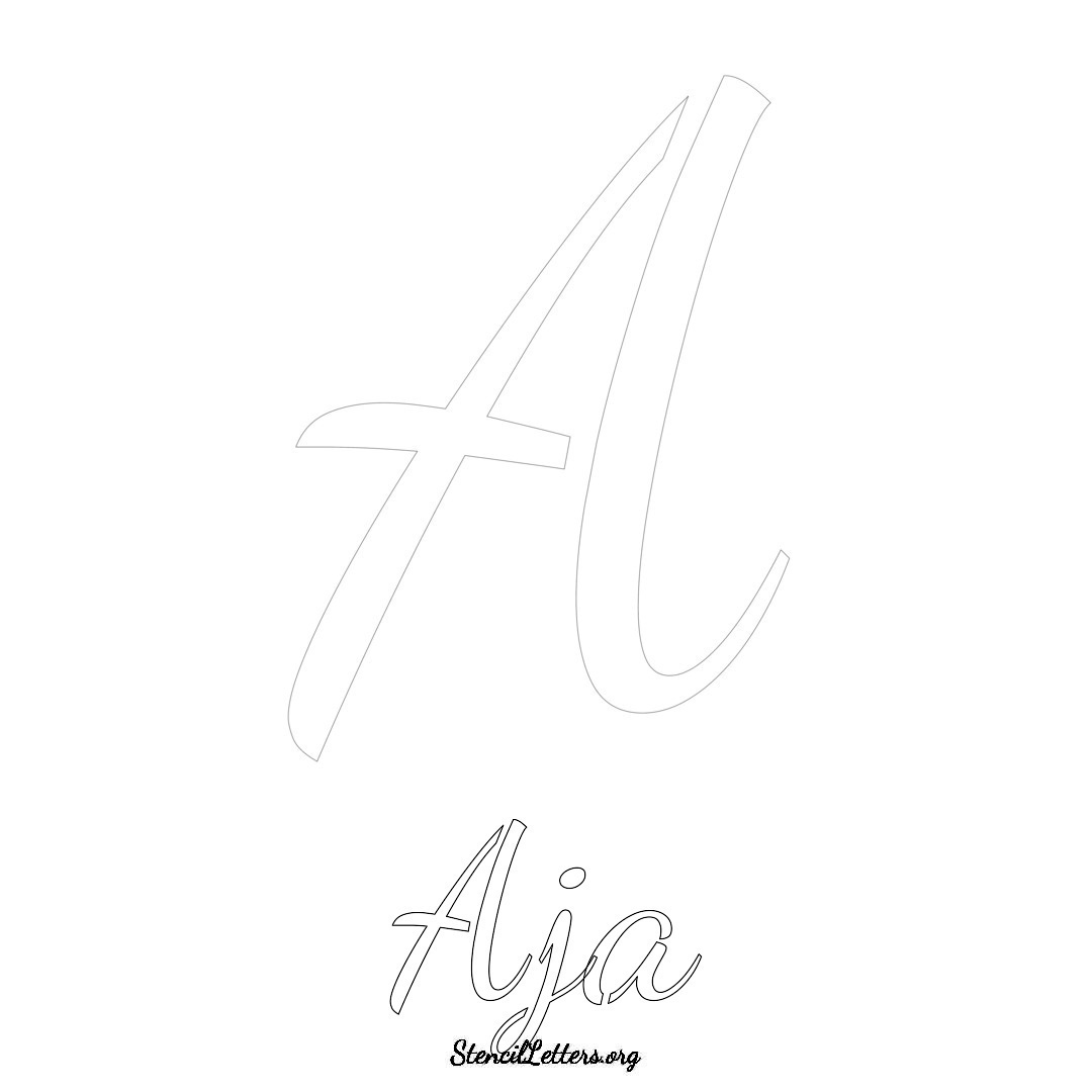 Aja printable name initial stencil in Cursive Script Lettering