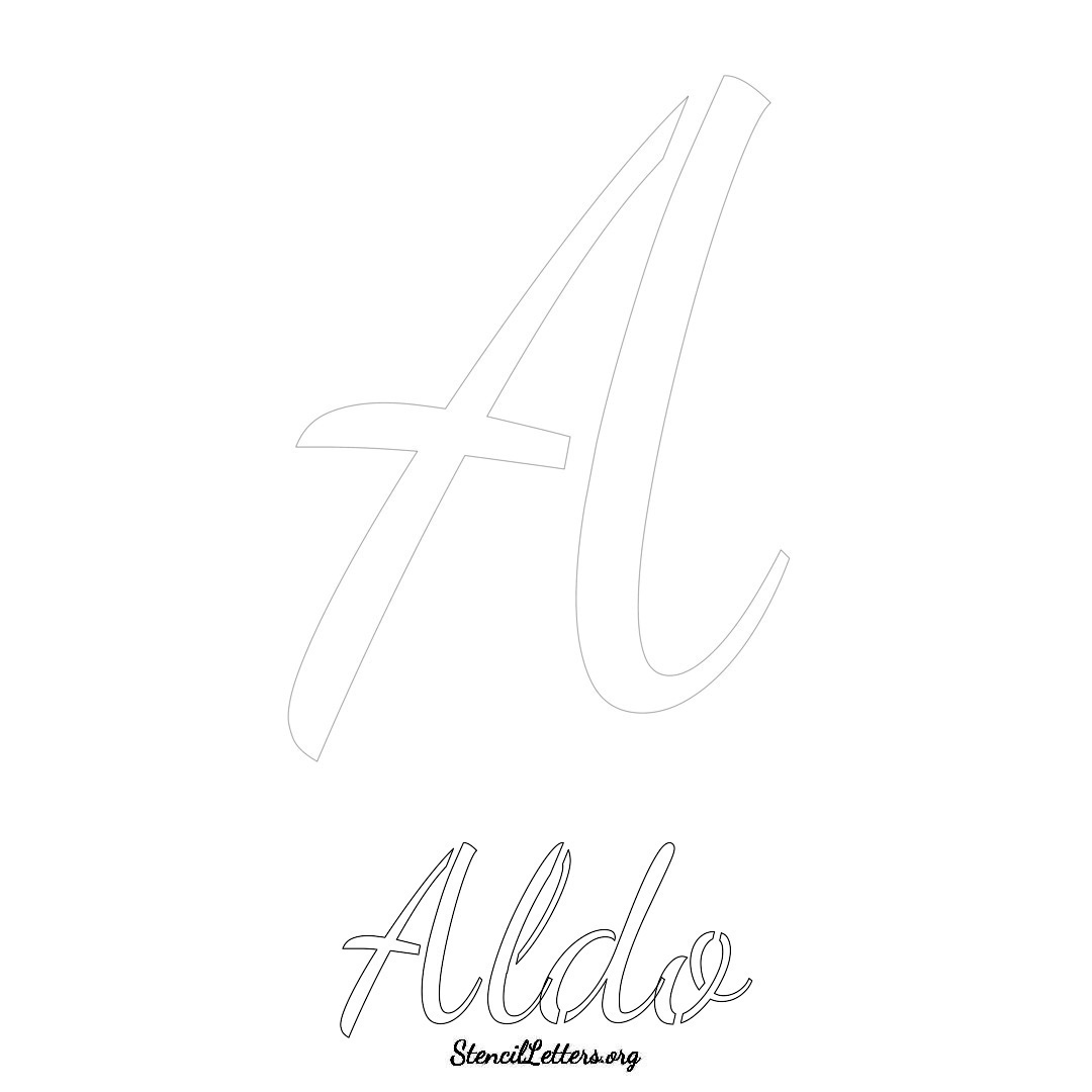 Aldo printable name initial stencil in Cursive Script Lettering