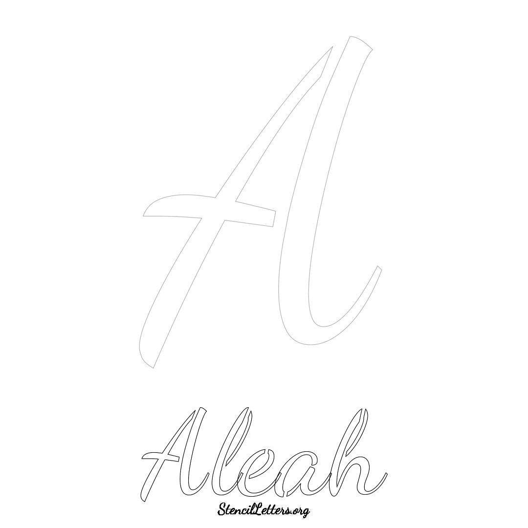 Aleah printable name initial stencil in Cursive Script Lettering