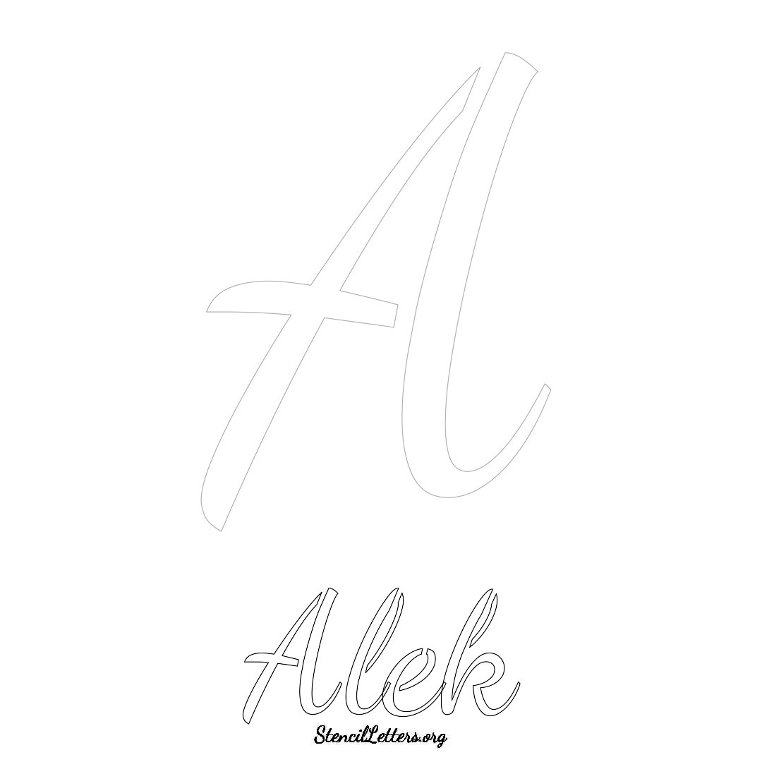 Alek printable name initial stencil in Cursive Script Lettering