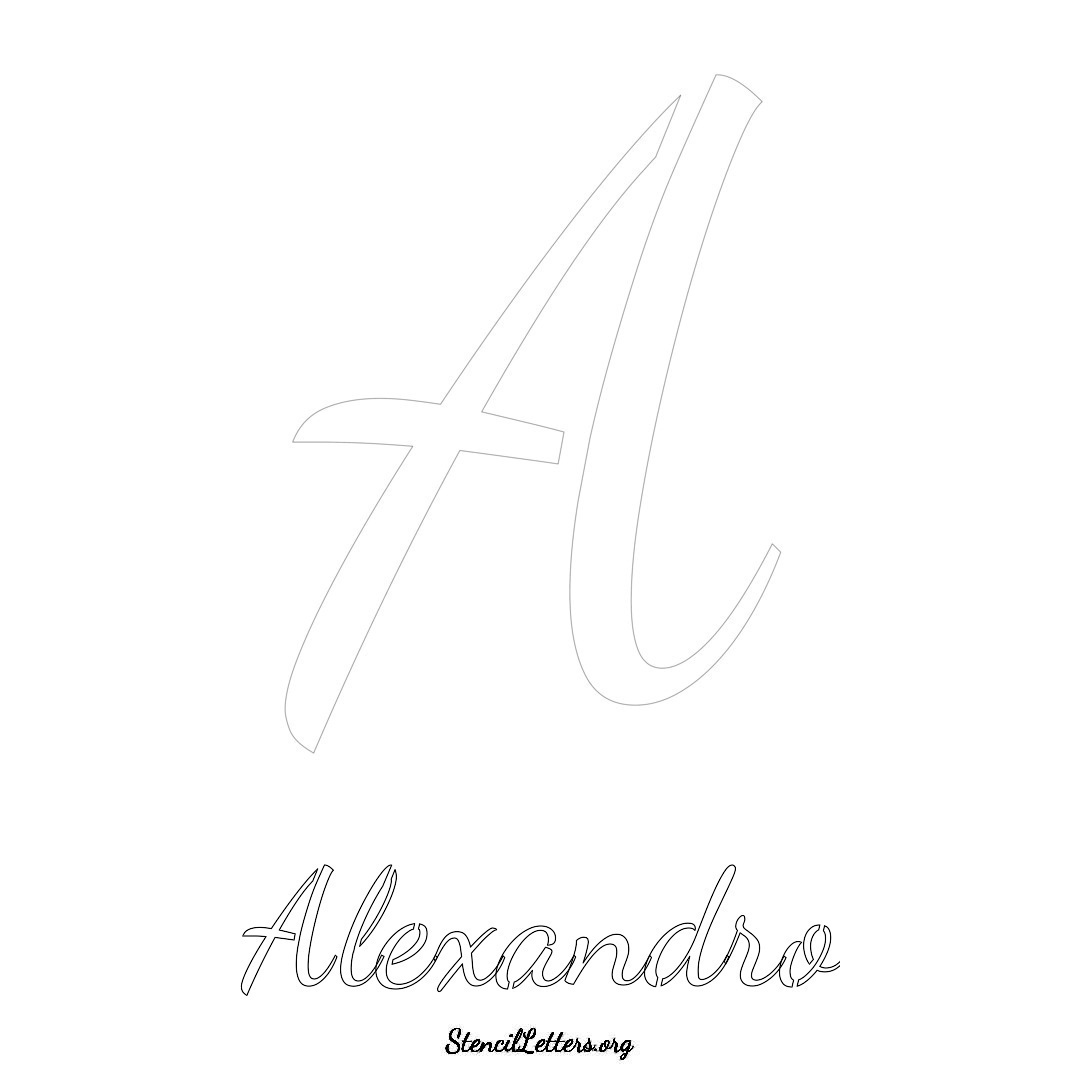 Alexandro printable name initial stencil in Cursive Script Lettering