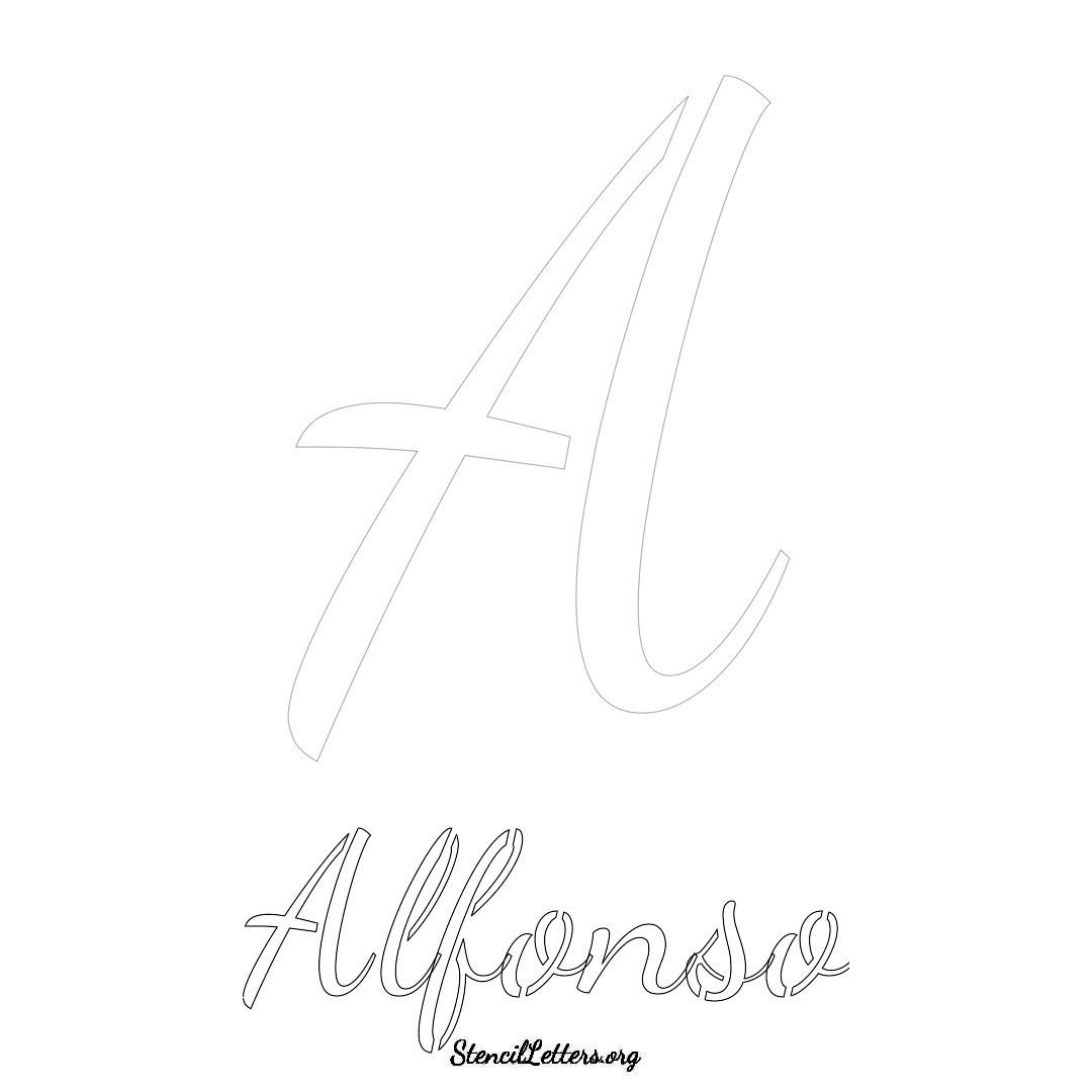 Alfonso printable name initial stencil in Cursive Script Lettering