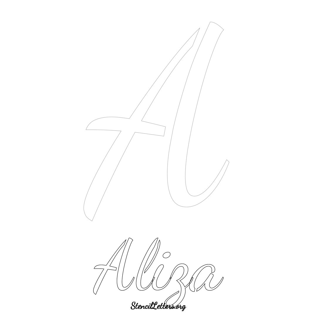 Aliza printable name initial stencil in Cursive Script Lettering