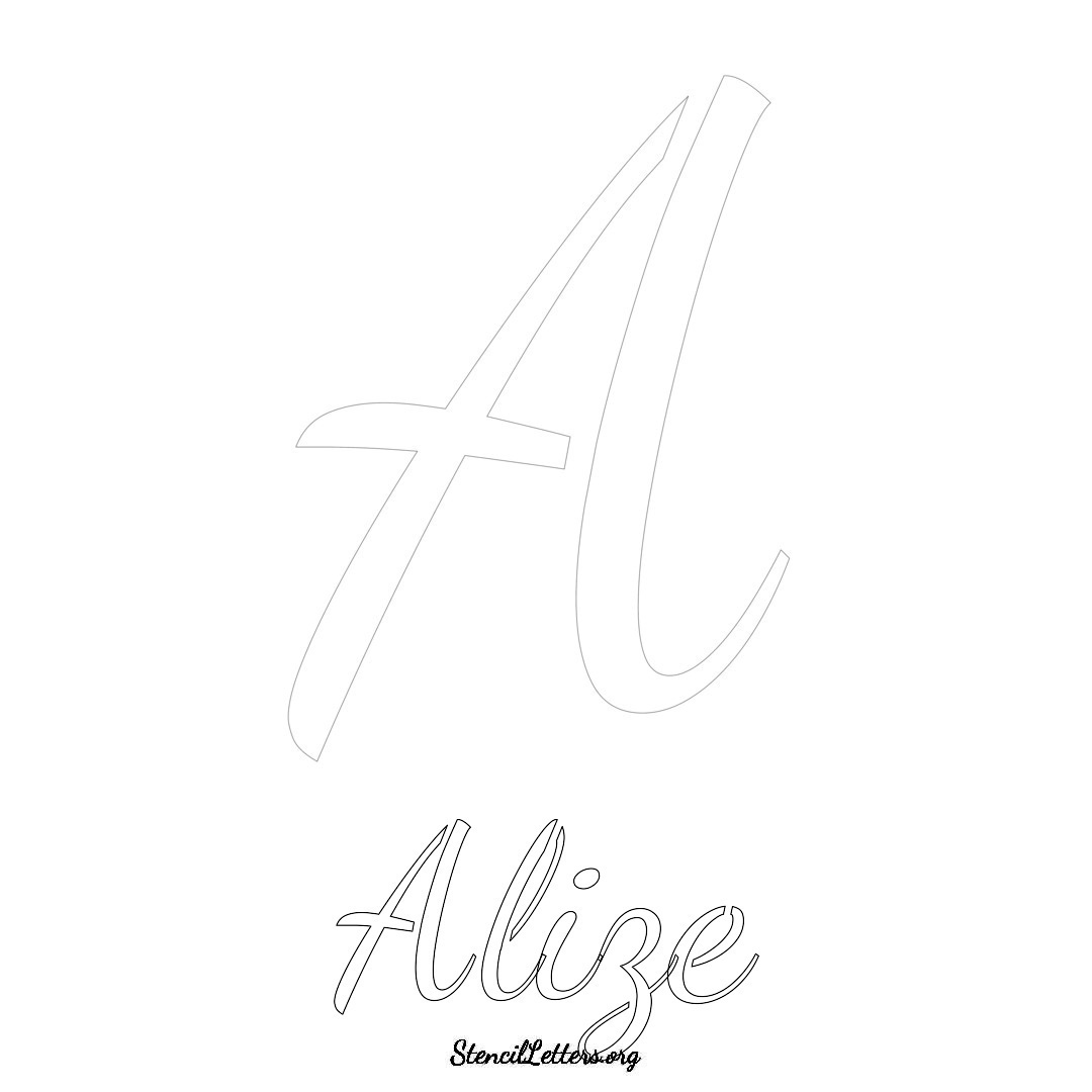 Alize printable name initial stencil in Cursive Script Lettering