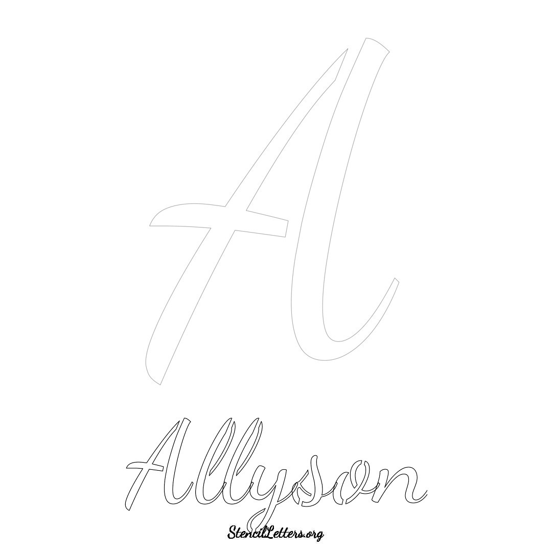 Allyson printable name initial stencil in Cursive Script Lettering