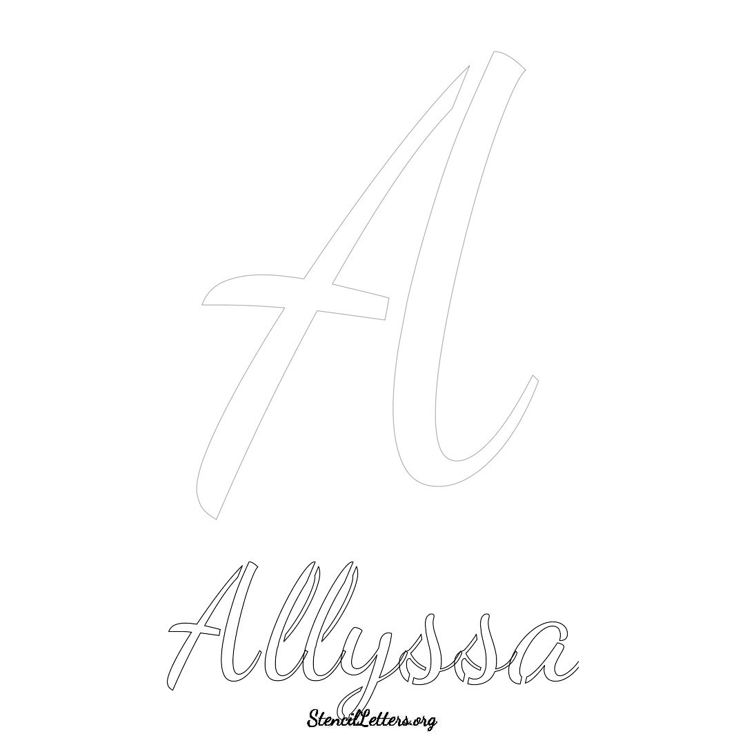 Allyssa printable name initial stencil in Cursive Script Lettering