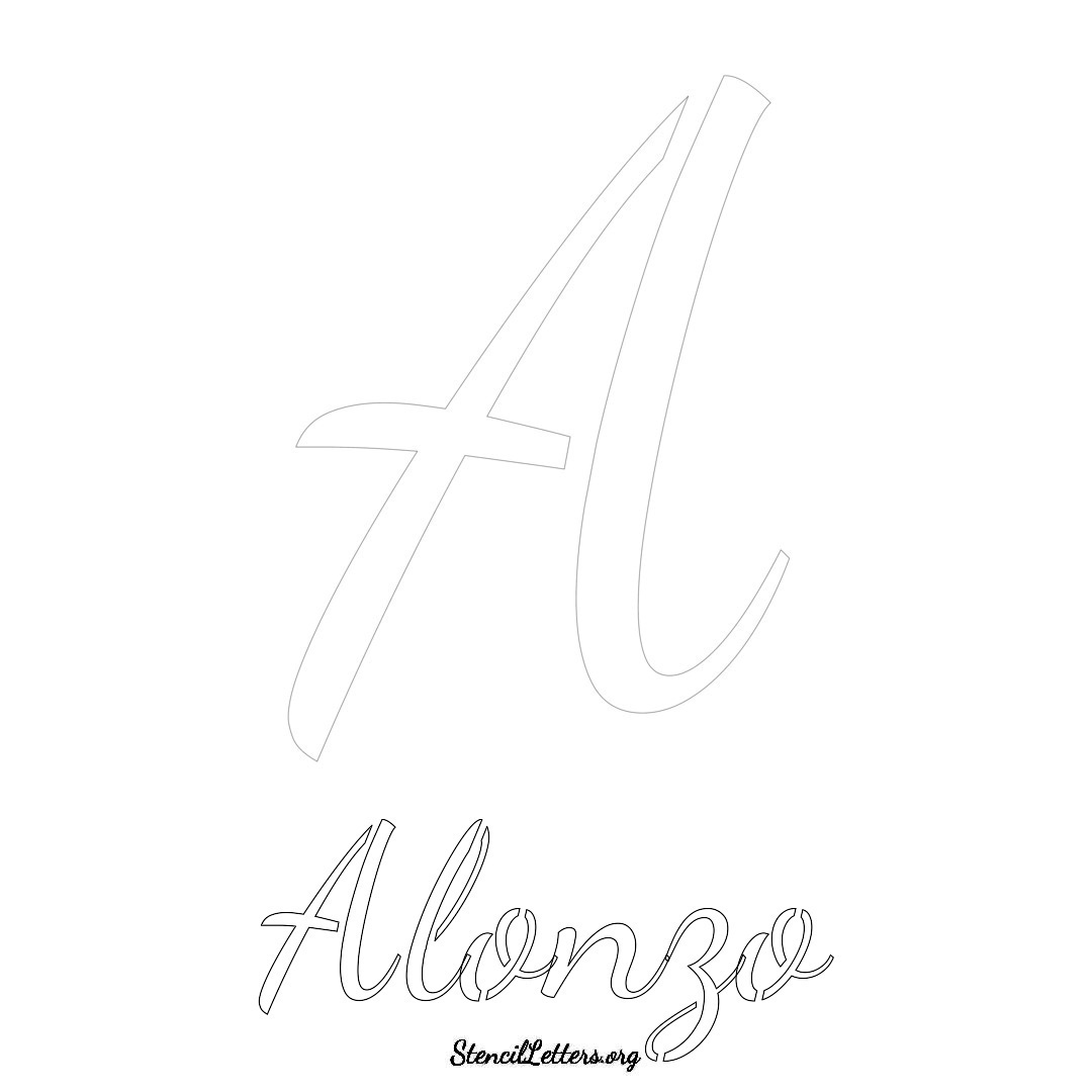 Alonzo printable name initial stencil in Cursive Script Lettering