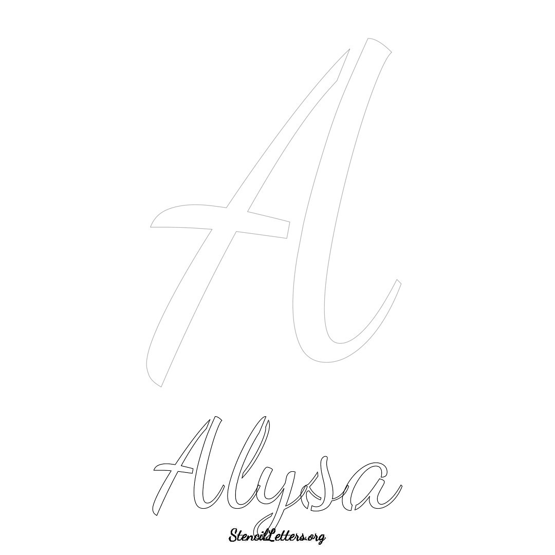 Alysa printable name initial stencil in Cursive Script Lettering
