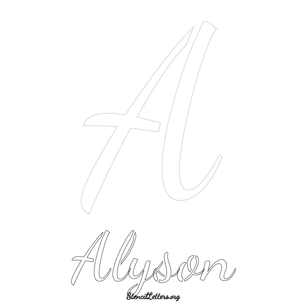 Alyson printable name initial stencil in Cursive Script Lettering