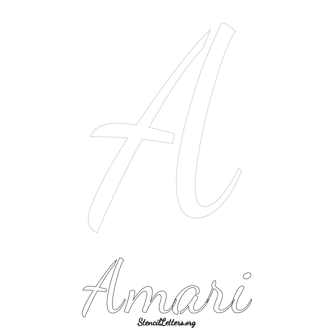 Amari printable name initial stencil in Cursive Script Lettering