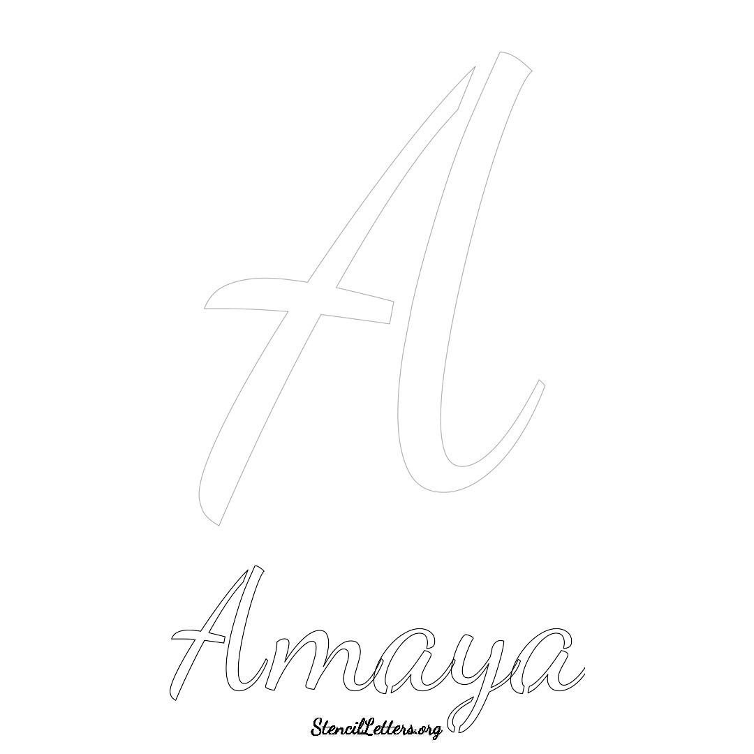 Amaya printable name initial stencil in Cursive Script Lettering