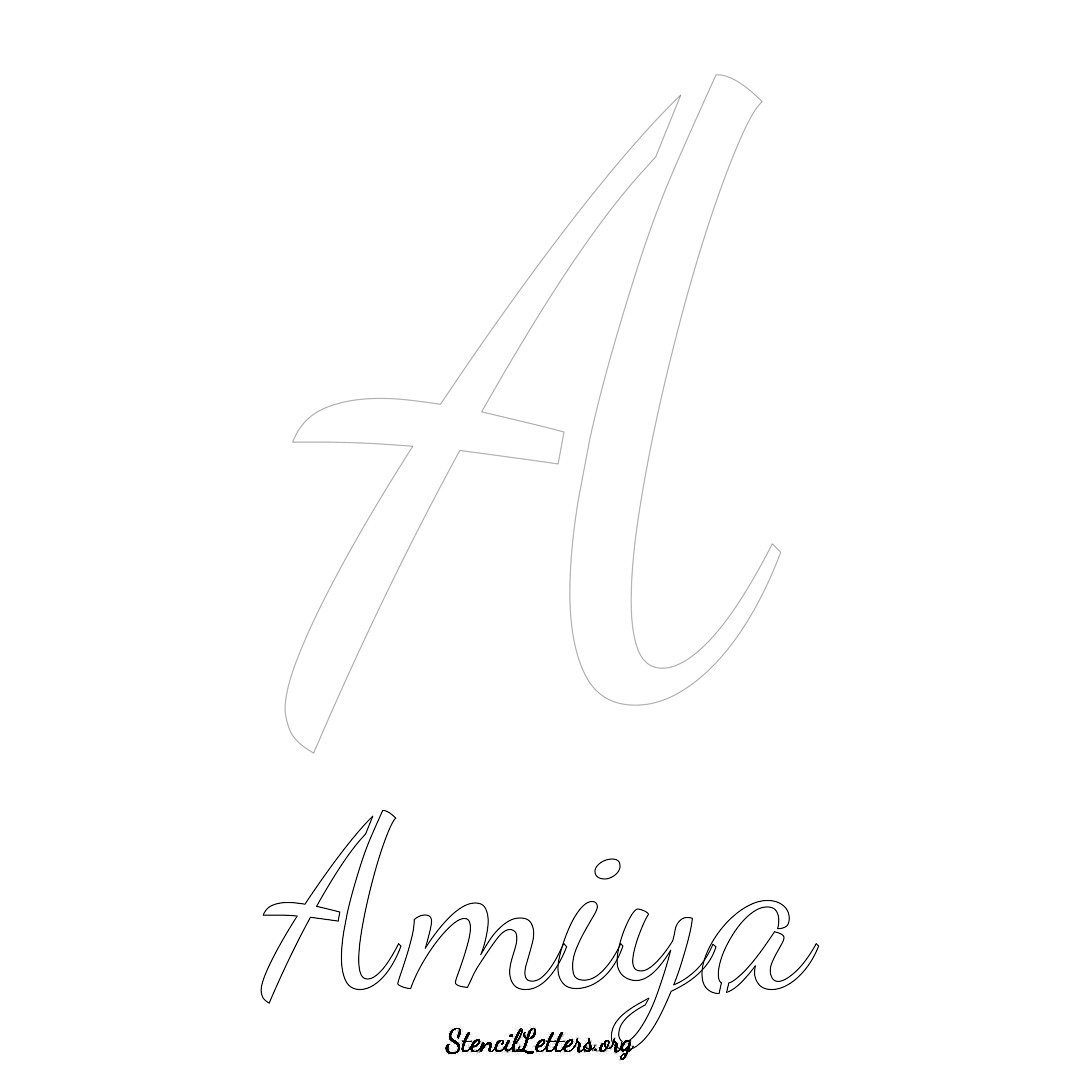 Amiya printable name initial stencil in Cursive Script Lettering