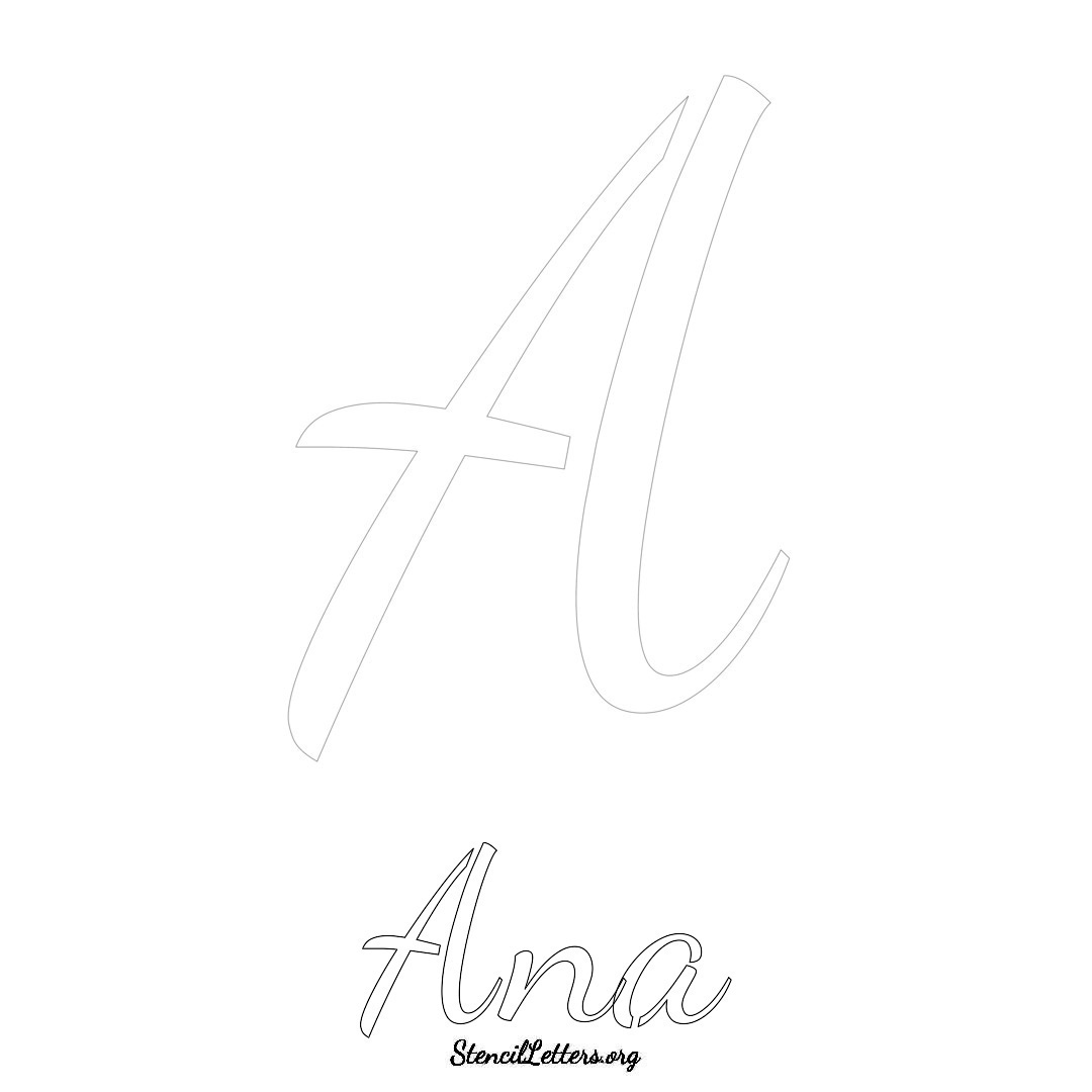 Ana printable name initial stencil in Cursive Script Lettering