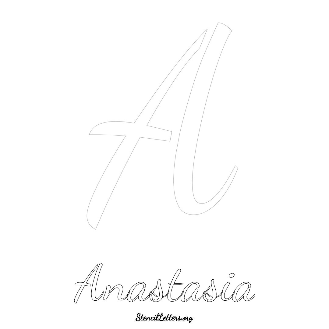 Anastasia printable name initial stencil in Cursive Script Lettering
