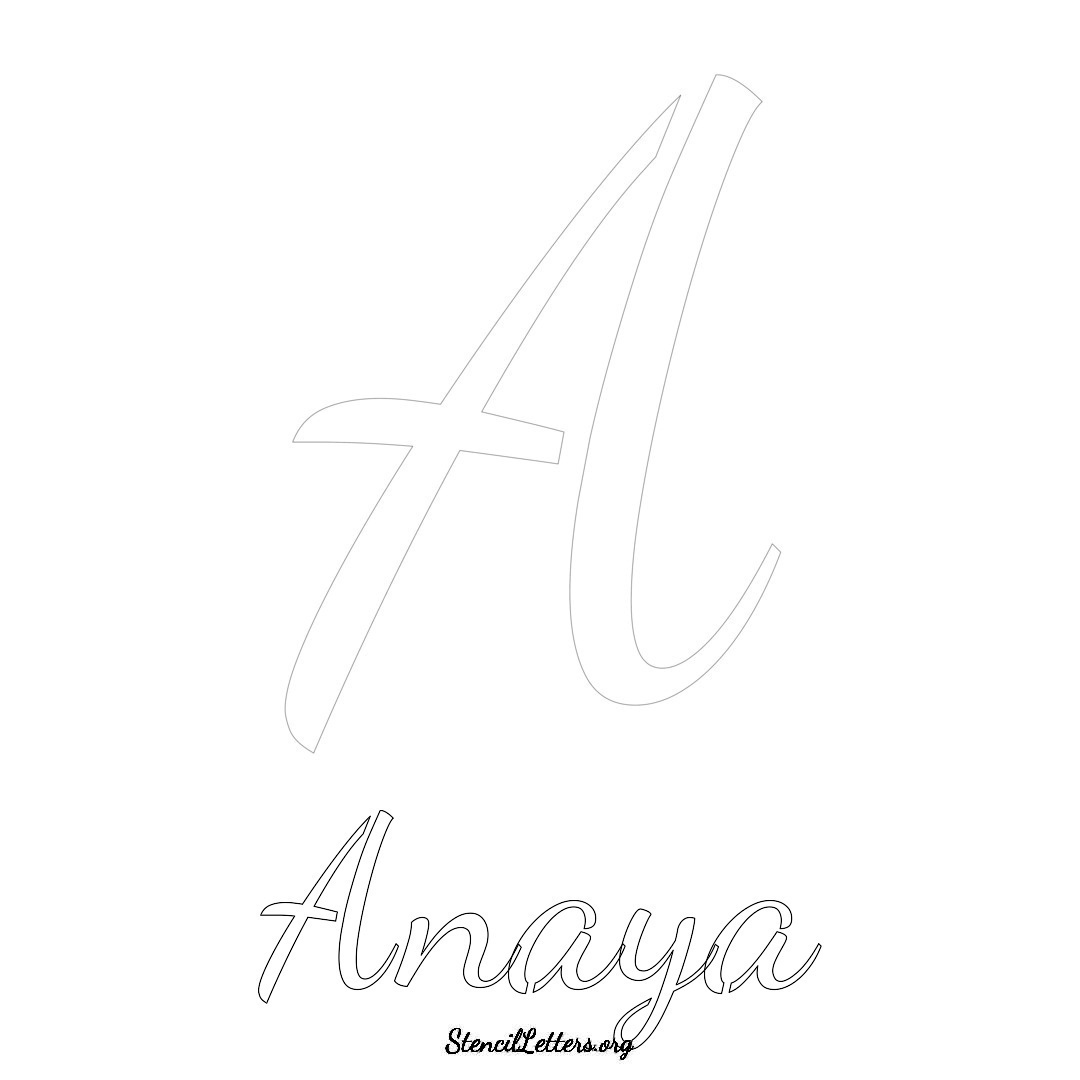 Anaya printable name initial stencil in Cursive Script Lettering