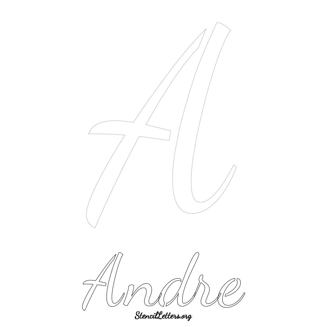 Andre printable name initial stencil in Cursive Script Lettering